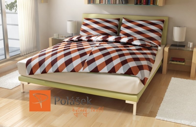 Polášek Holešov Povlečení MICRO káro terakota Červená 100% polyester Oranžová Hnědá káro 200x220 1x 70x90 2x