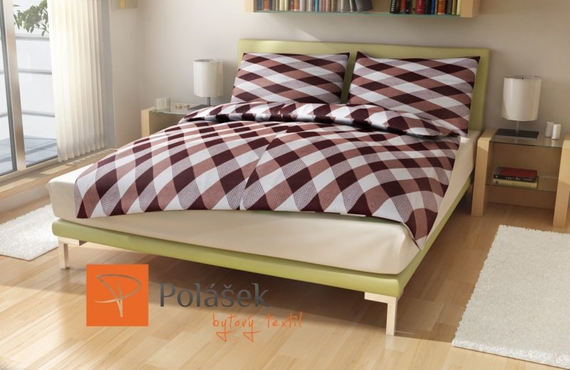 Polášek Holešov Povlečení MICRO káro starorůžová 100% polyester káro 200x220 1x 70x90 2x