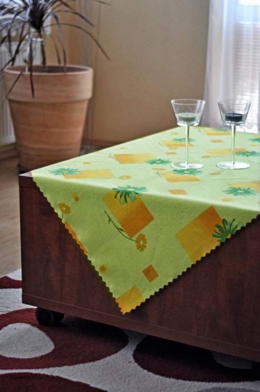 Irisette Ubrus teflon tisk 5634-2 100% polyester Oranžová Zelená květiny 120x160