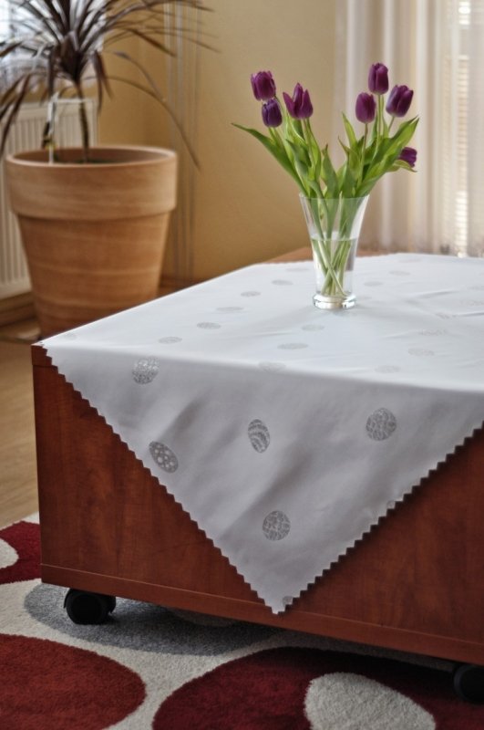 Irisette Ubrus teflon velikonoční 1390 100% polyester Bílá velikonoce 50x100