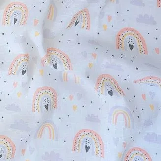 Plena tisk 70x70 duha a srdíčka