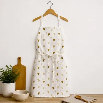 Set Srdíčka béžová (2 chňapky + zástěra)