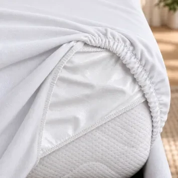 PU prostěradlo JERSEY nepropustné, prodyšné bílé