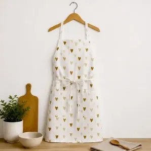 Set Srdíčka béžová (2 chňapky + zástěra)
